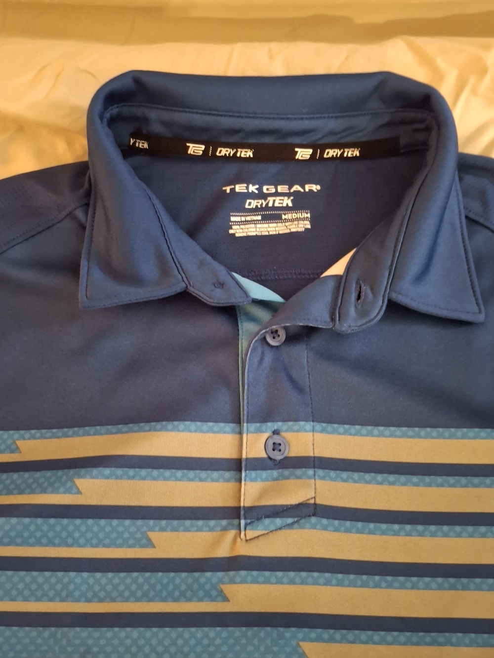Tek Gear Men's Blue Striped Golf Polo Shirt - Picture 5 of 7